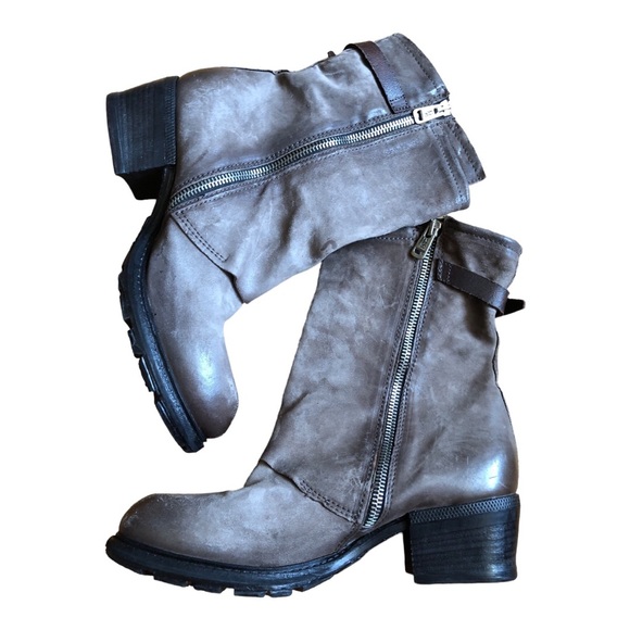 A.S.98 Chilly BOHO Moto Boot Distressed Leather Stacked Heel Size 40 EUC!!! - Picture 6 of 14